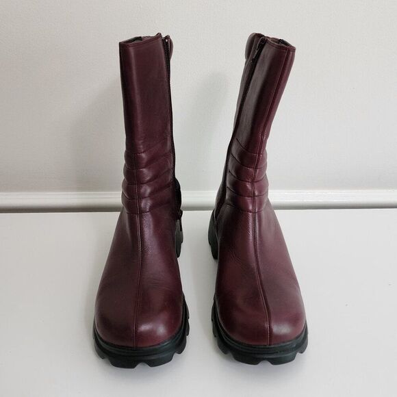 SKECHERS Y2K Style Platform Boots (Size 9) Burgundy, Side Zip Thick Sole 2933 - Picture 3 of 11